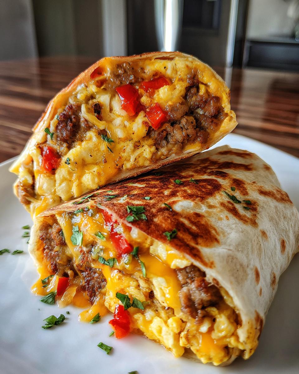 Cheesy Sausage Breakfast Burritos - detail 1