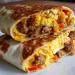 Cheesy Sausage Breakfast Burritos
