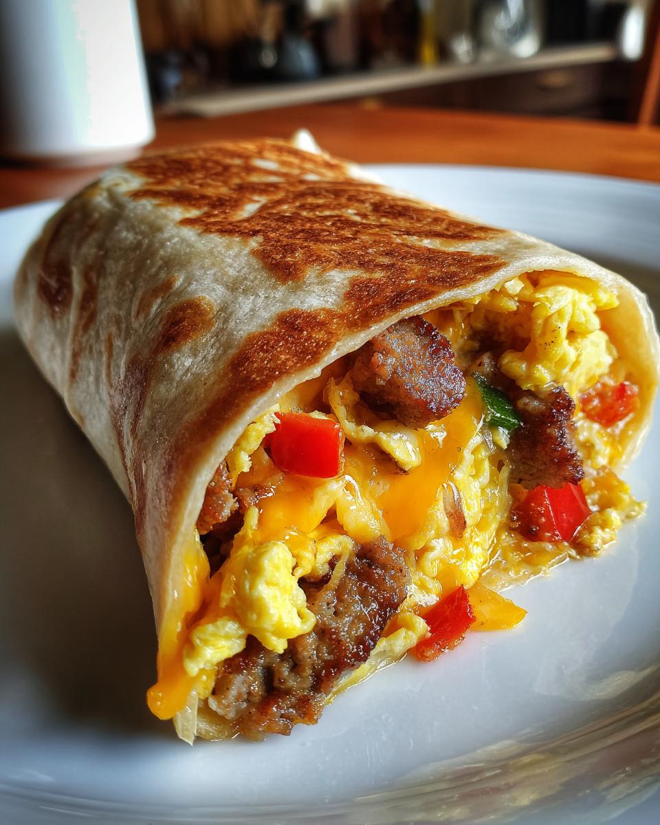 Cheesy Sausage Breakfast Burritos - detail 2