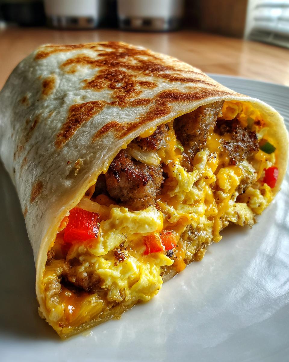 Cheesy Sausage Breakfast Burritos - detail 3
