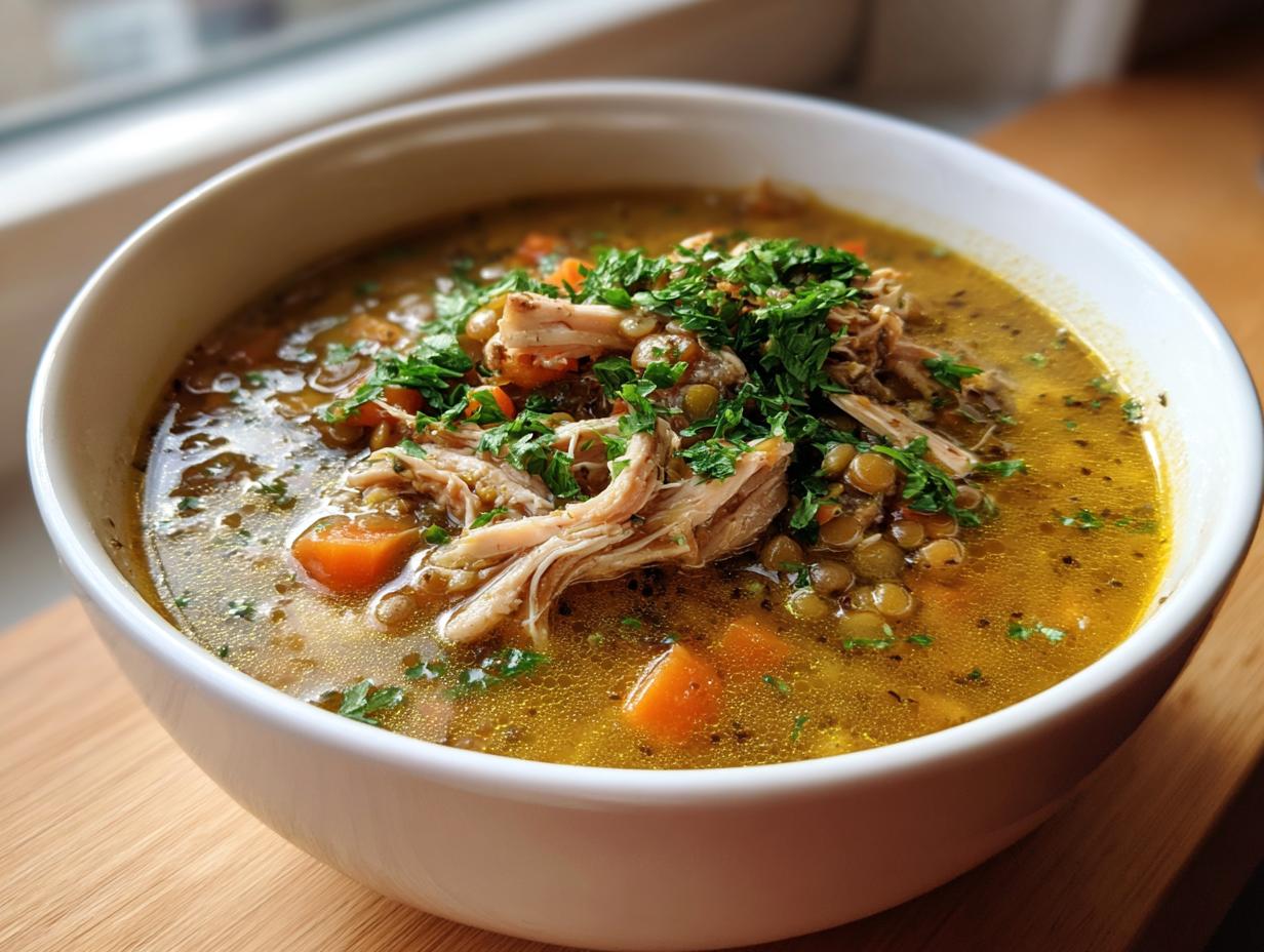 45-Minute Comforting Chicken & Lentil Soup Recipe