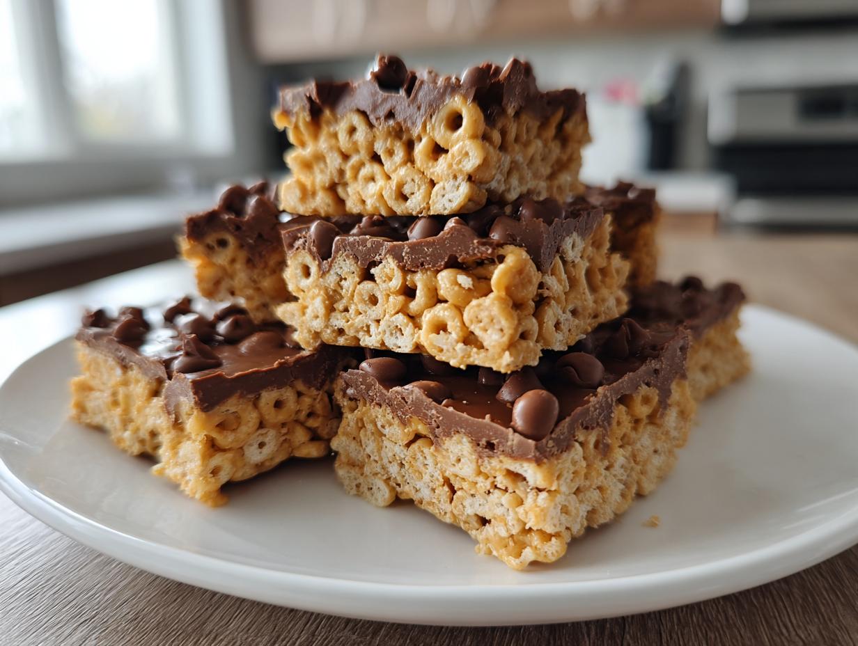 5-Ingredient Easy No-Bake Cheerio Peanut Butter Bars Kids Crave