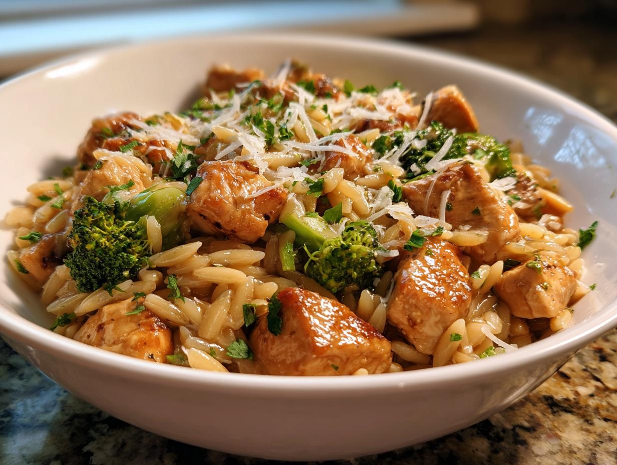 30-Minute One Pot Chicken Broccoli Orzo Bliss