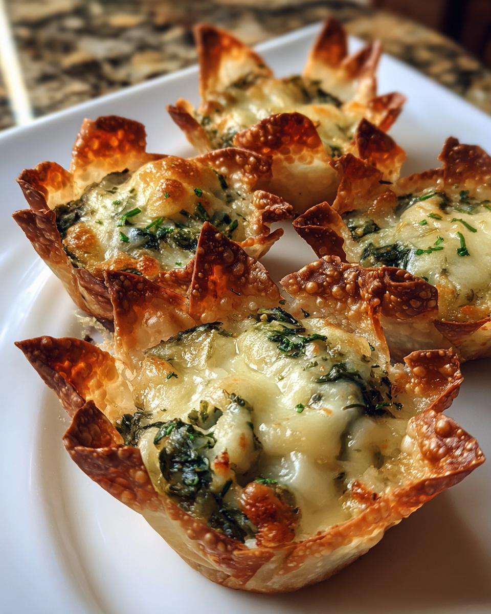 Spinach & artichoke wonton cups - detail 1
