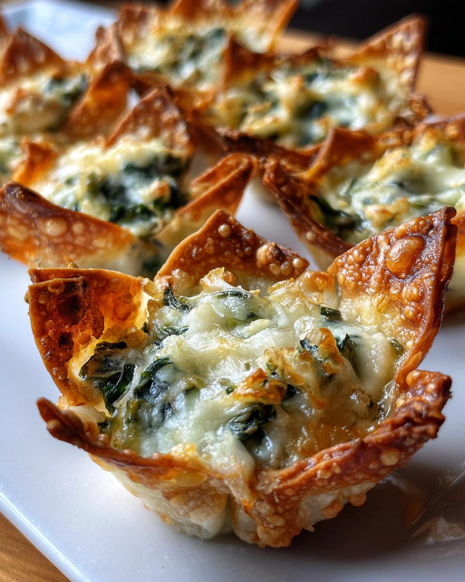 Spinach & artichoke wonton cups - detail 2
