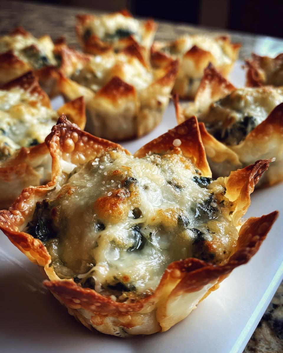 Spinach & artichoke wonton cups - detail 3