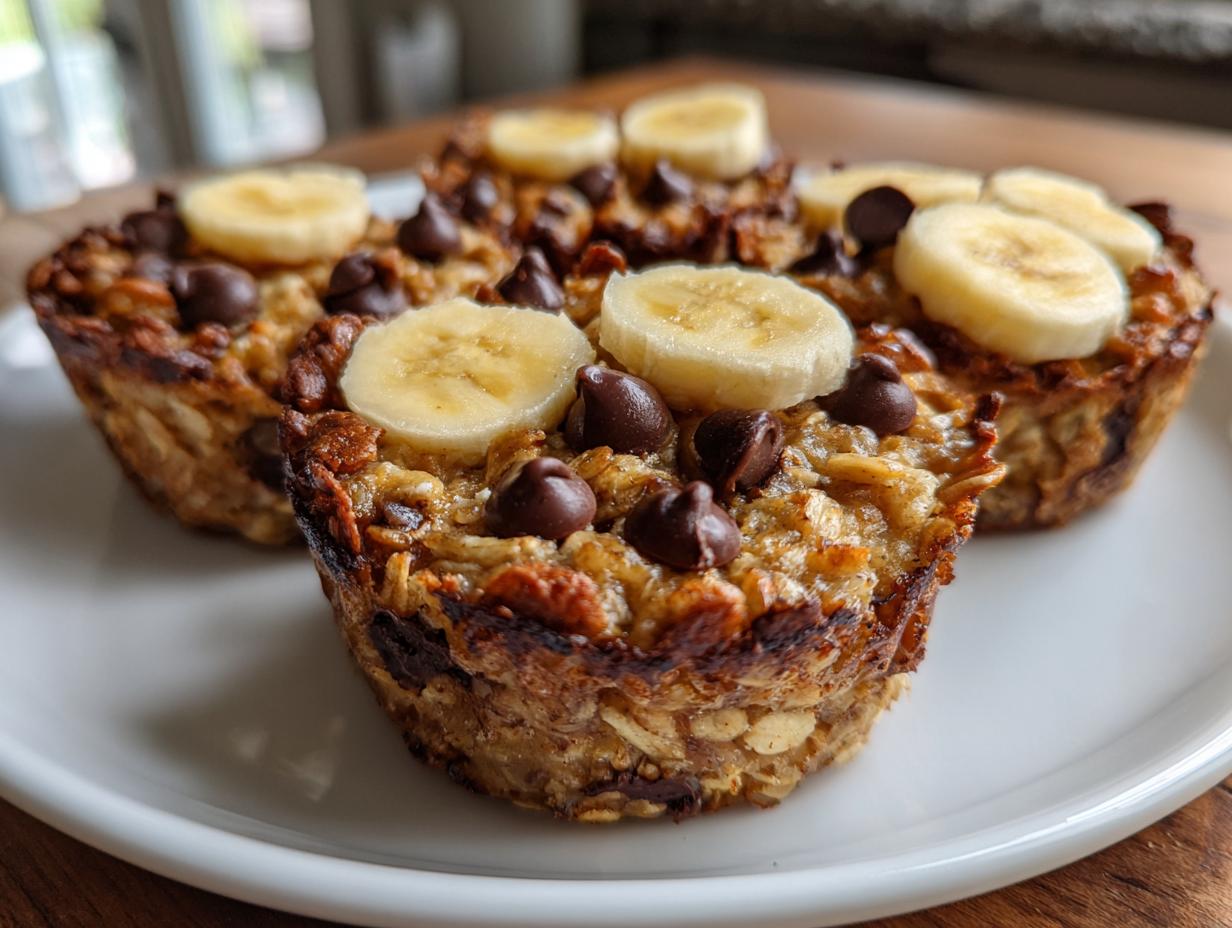 27 Heavenly Baked Oatmeal Cups with Chocolate Chips & Bananas