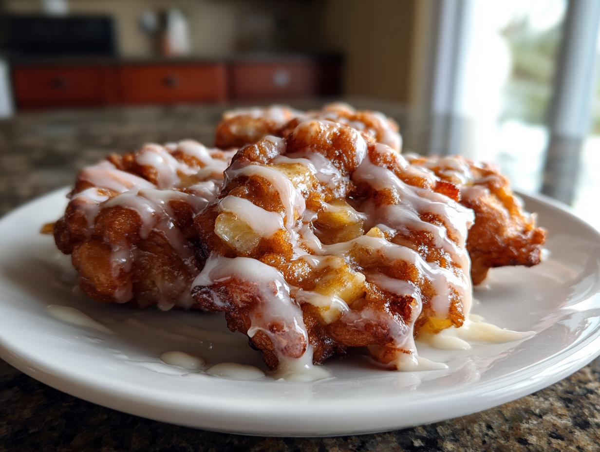 Irresistible 2-Ingredient Baked Apple Fritters with Glaze