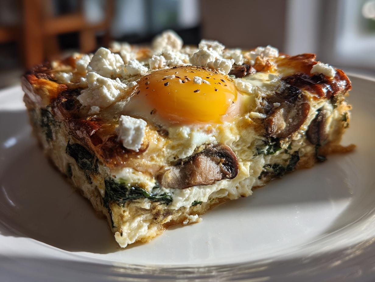 Baked Eggs with Mushrooms and Feta