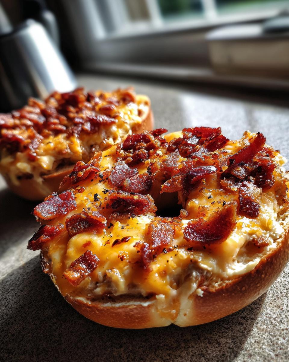 Creamy beef Bacon Cheddar Bagels - detail 1