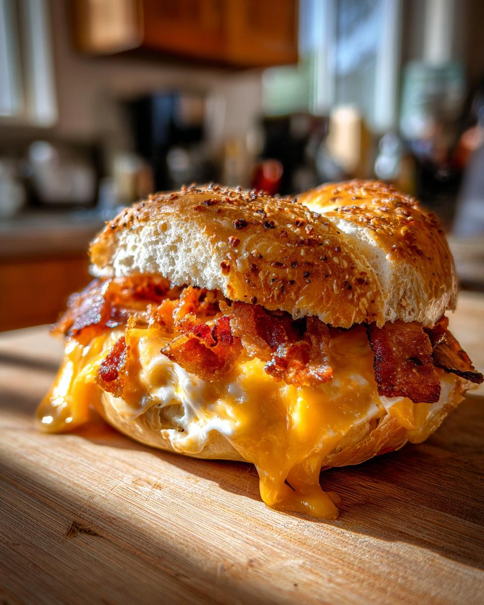 Creamy beef Bacon Cheddar Bagels - detail 2