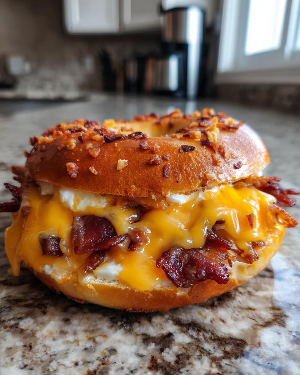 Creamy beef Bacon Cheddar Bagels - detail 3