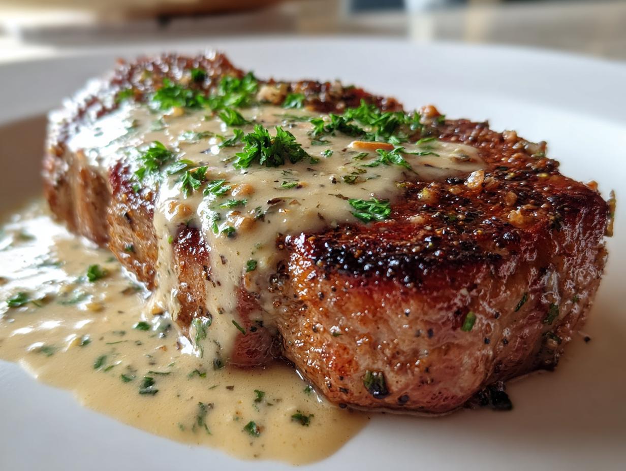 Juicy Steak with Creamy Garlic Sauce