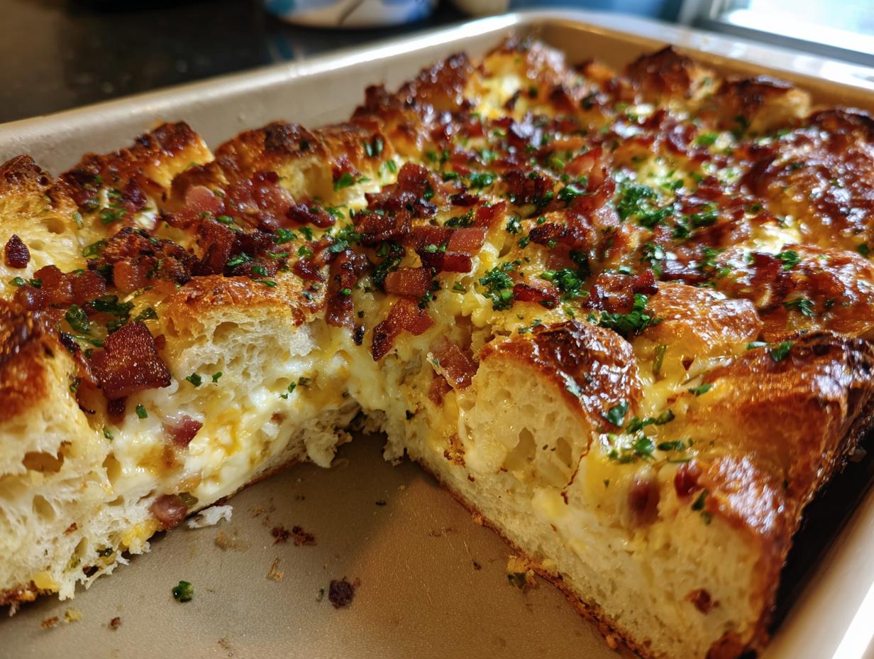 6-Ingredient Overnight Croissant Breakfast Casserole Magic
