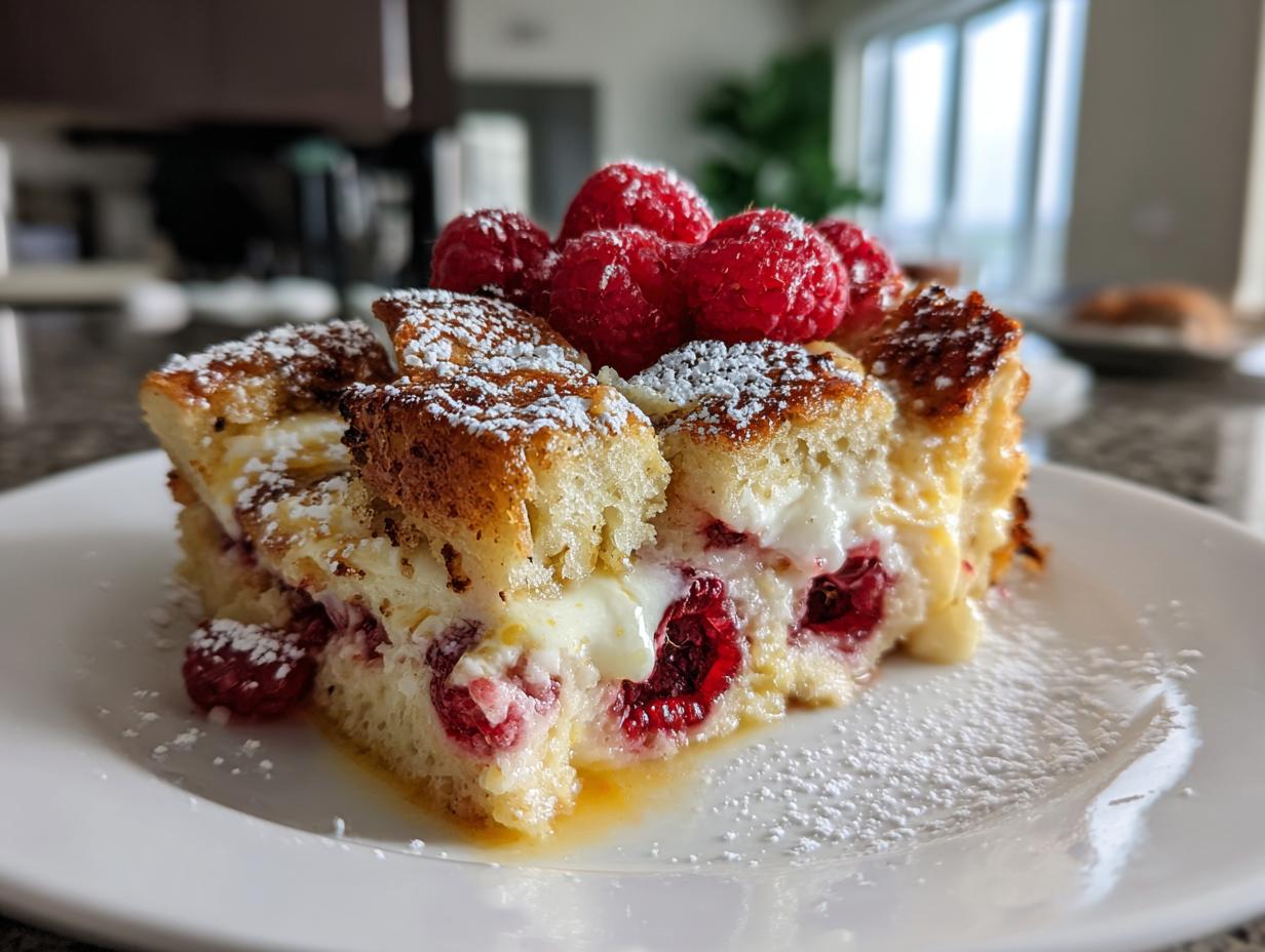 Raspberry Cheesecake French Toast Casserole