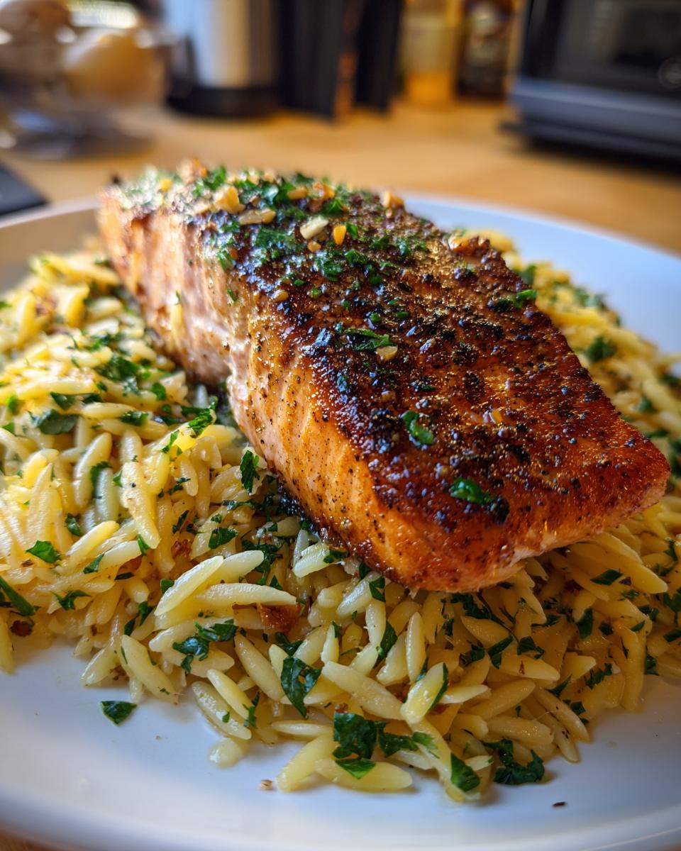 Seared Salmon with Lemon Orzo - detail 1