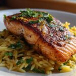 Seared Salmon with Lemon Orzo