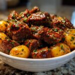 Slow Cooker Garlic Butter Beef Bites with Potatoes