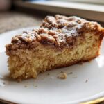 sourdough coffee cake with a cinnamon crumble