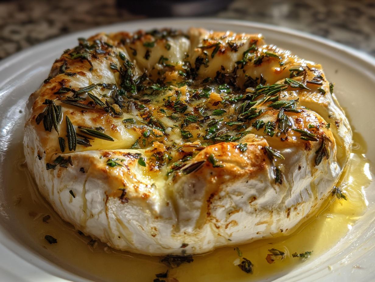 Baked Brie with Garlic and Fresh Herbs