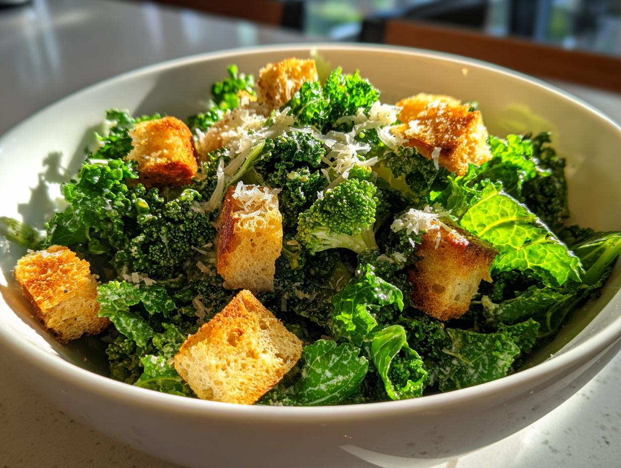 Broccoli and Kale Caesar Salad