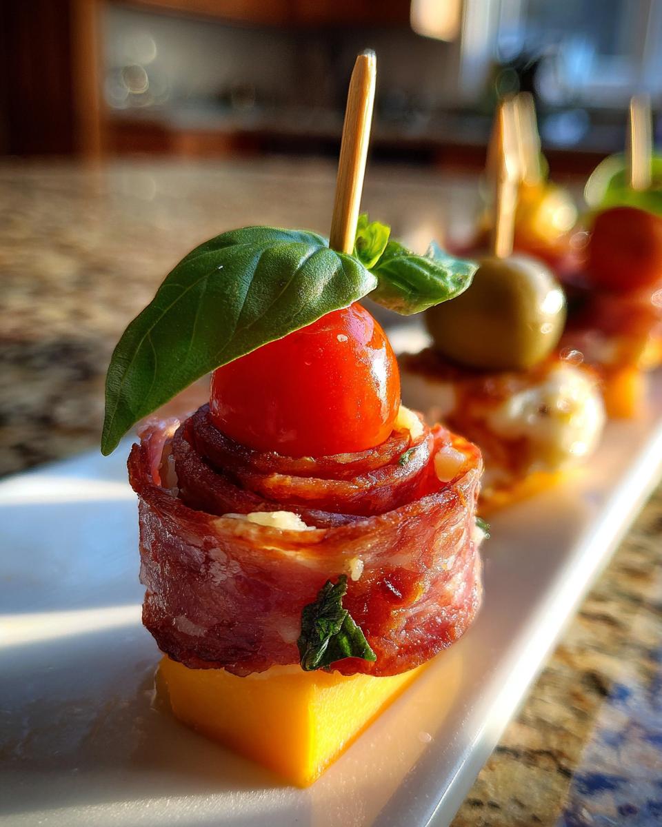 Charcuterie Skewers with Salami Roses - detail 2