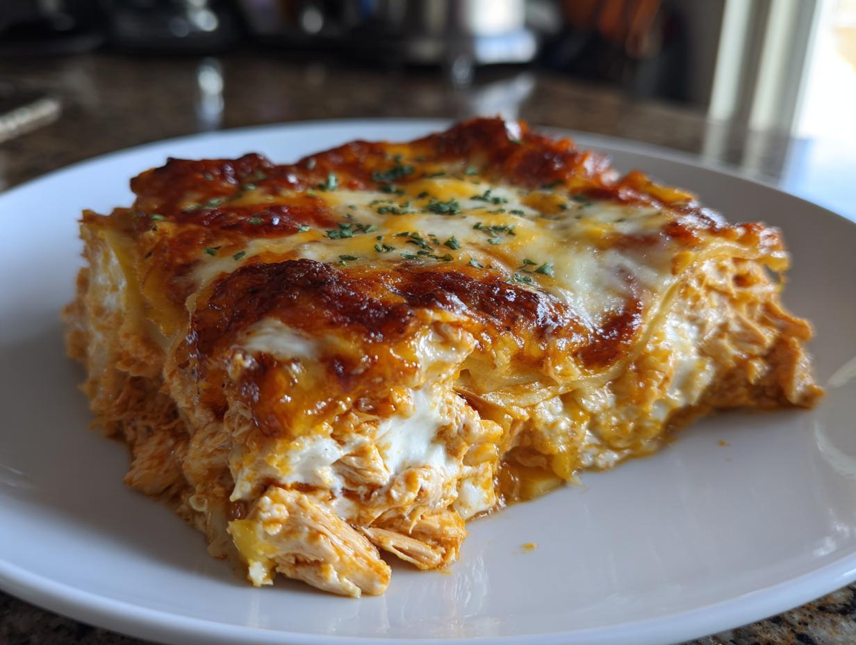 Cheesy Buffalo Ranch Chicken Lasagna