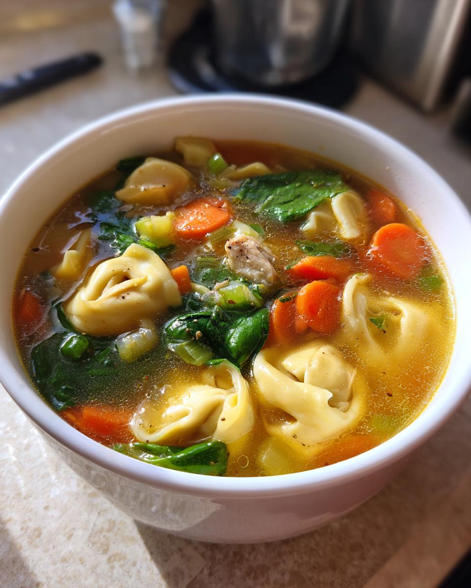 Chicken Tortellini Soup with Spinach