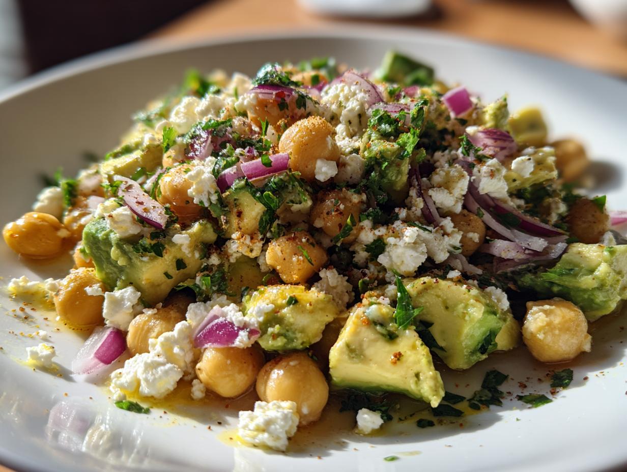 Chickpea Feta Avocado Salad