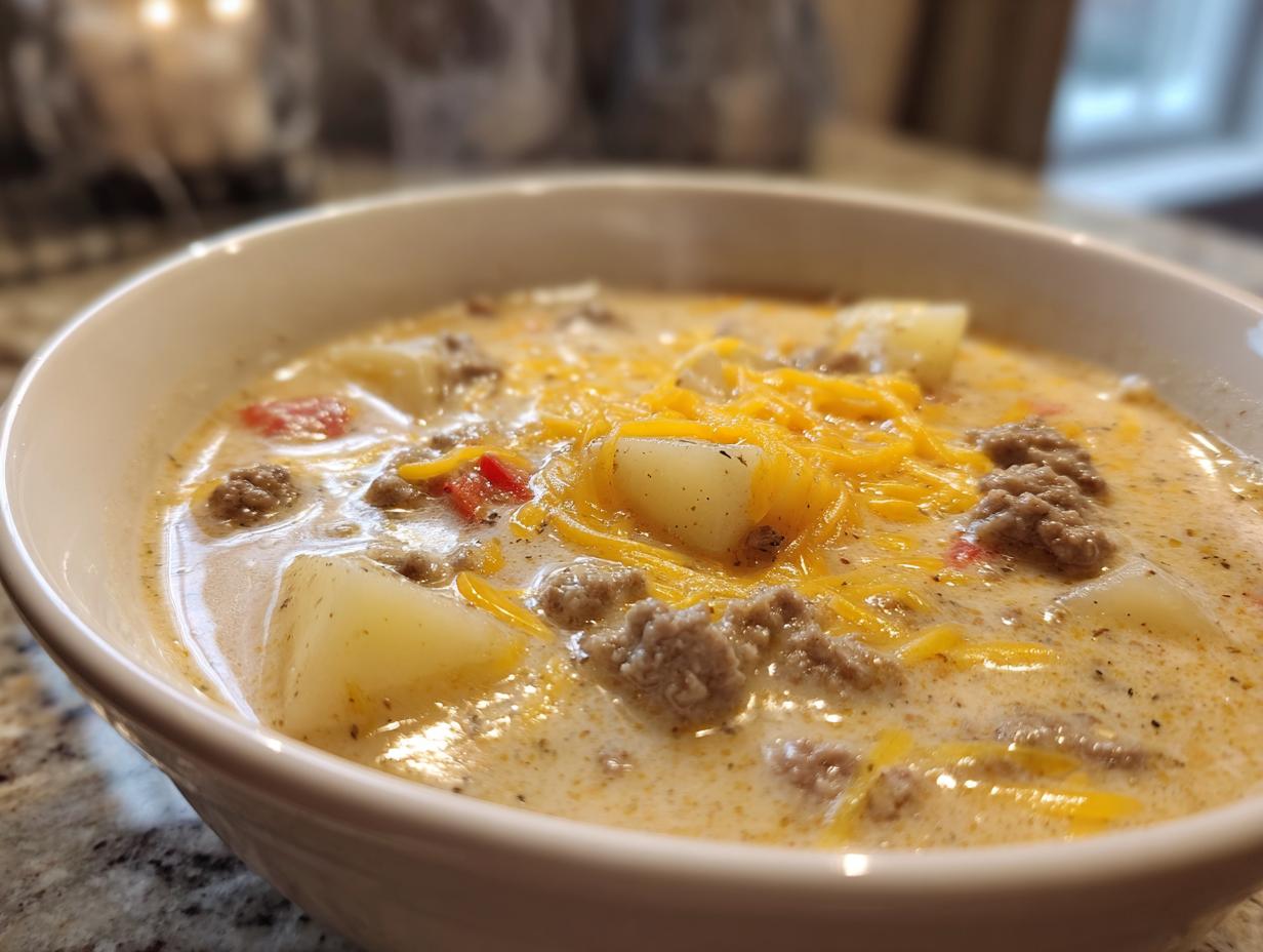 Cheesy Hamburger Potato Soup