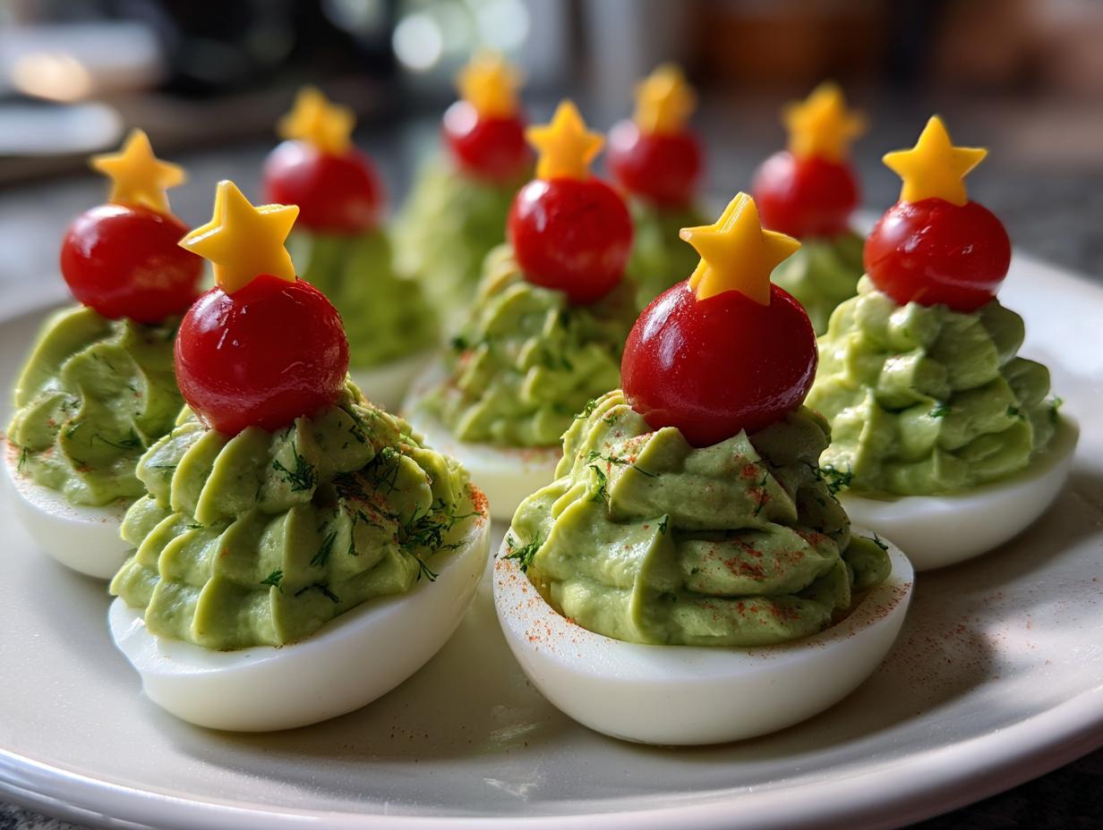 Egg Christmas Trees with Red Pepper Ornaments