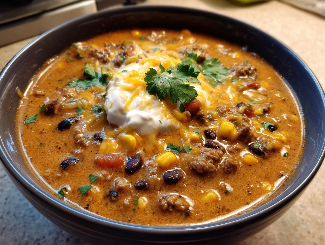Creamy Taco Soup with High Protein