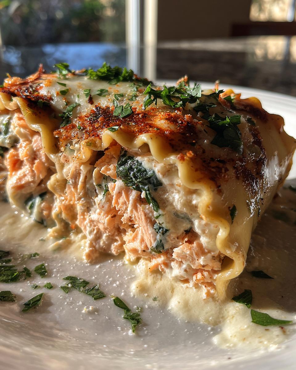 Salmon Alfredo Lasagna Rolls - detail 2