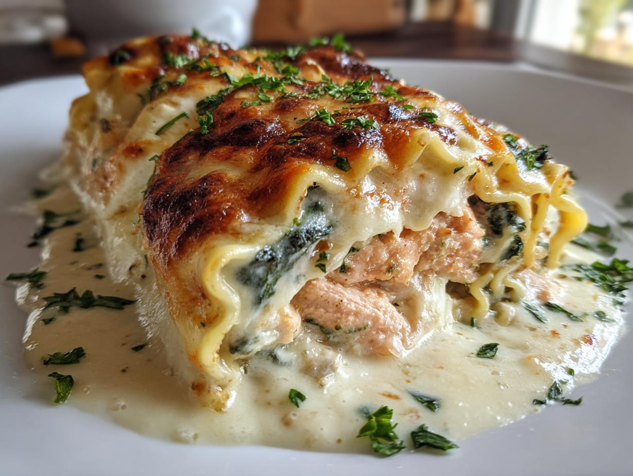 Salmon Alfredo Lasagna Rolls