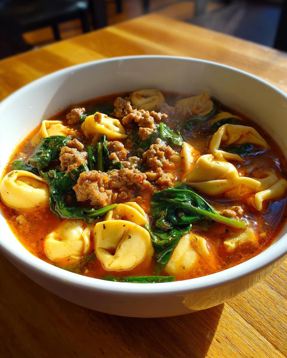 Sausage Tortellini Soup with Spinach - detail 2