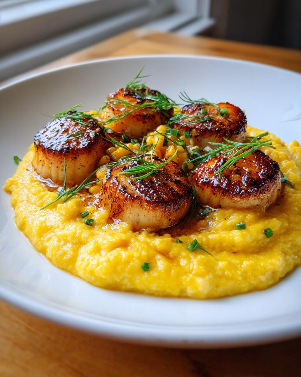 Seared Scallops with Smoky Sweet Corn Puree - detail 2