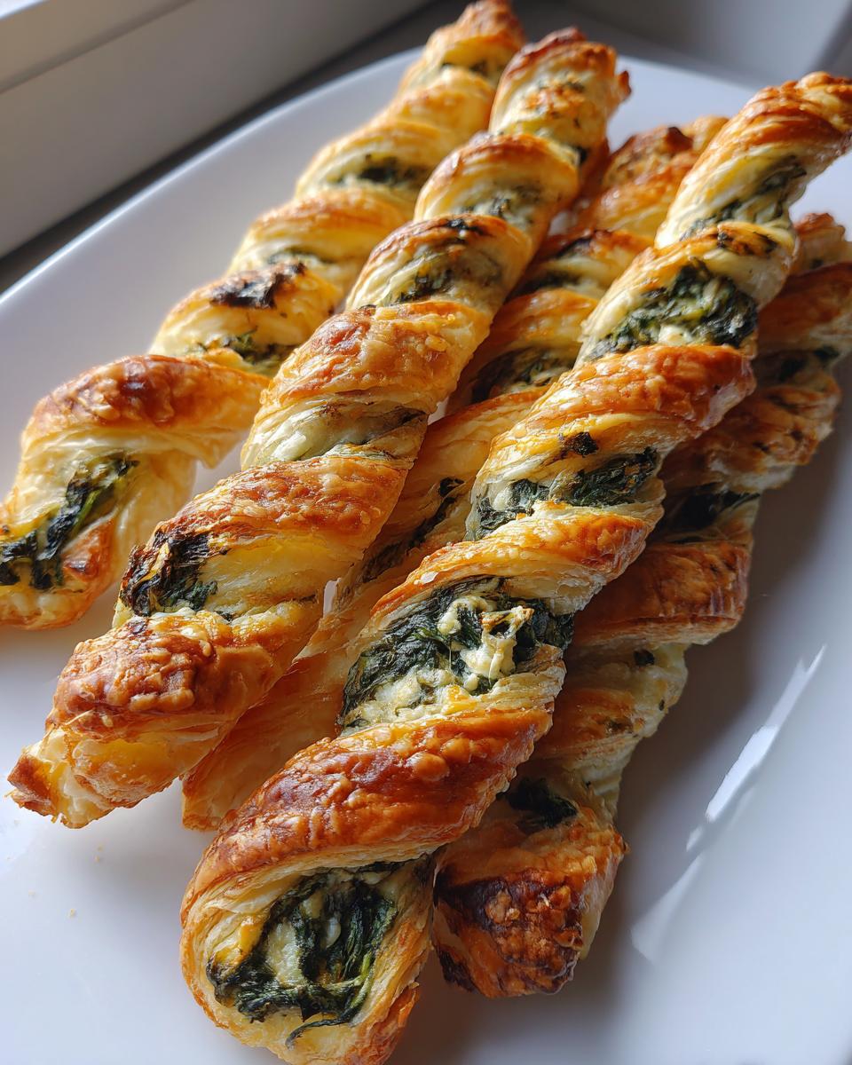 Spinach and Feta Puff Pastry Twists - detail 2