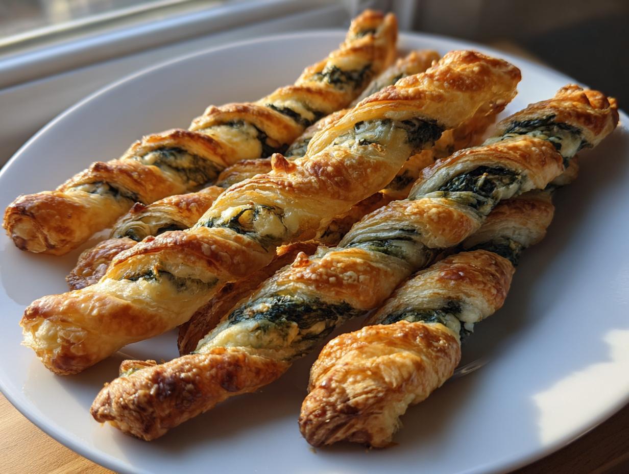 Spinach and Feta Puff Pastry Twists
