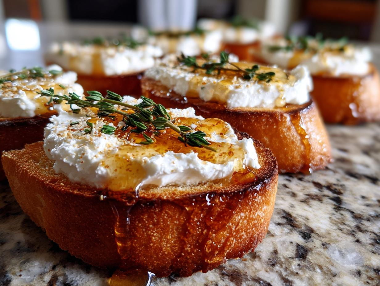 Whipped Feta Crostini with Hot Honey
