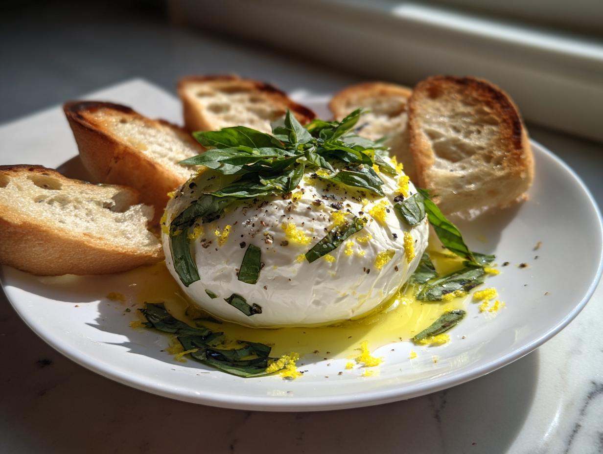 Basil and Lemon Burrata Appetizer