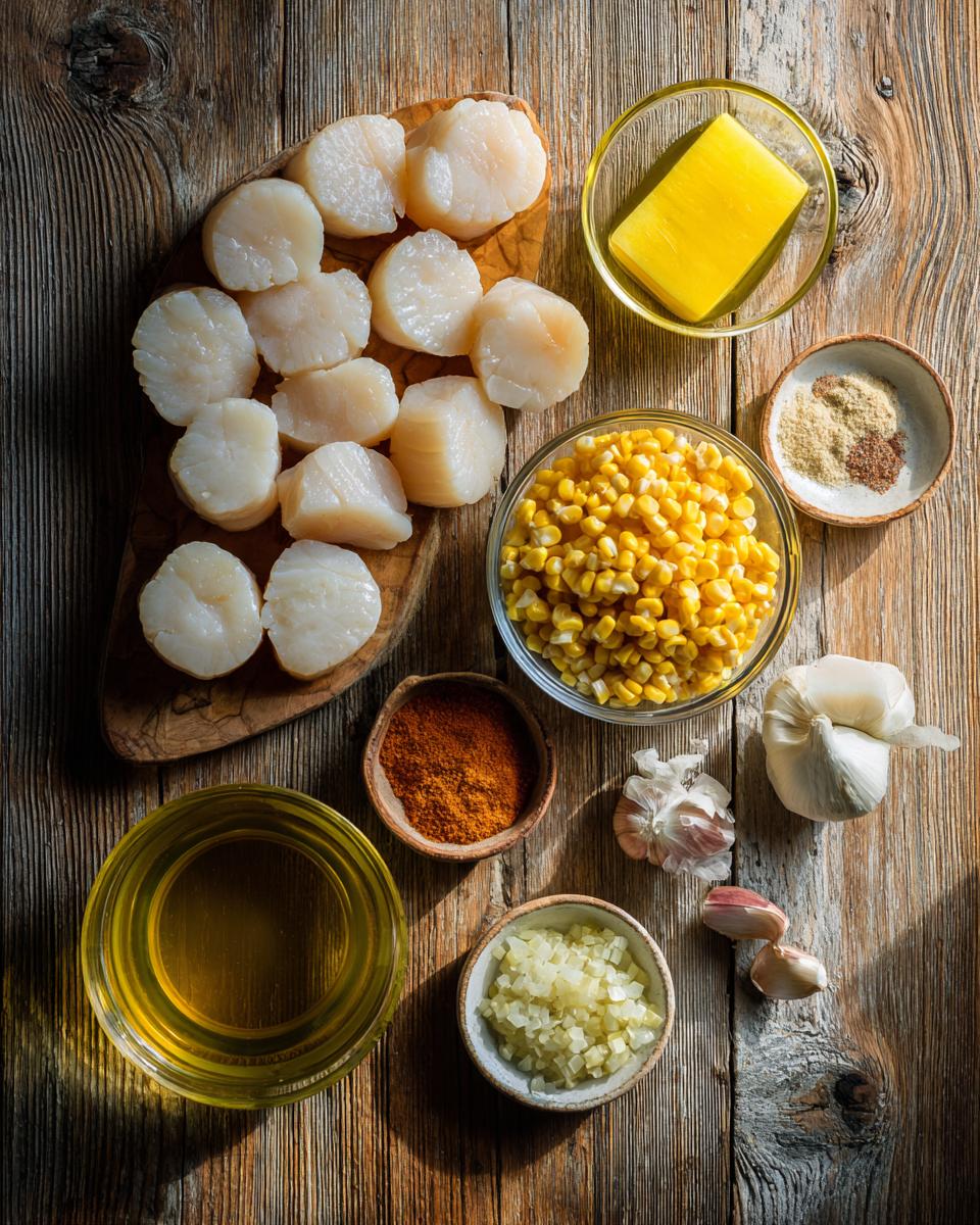 Seared Scallops with Smoky Sweet Corn Puree - detail 1
