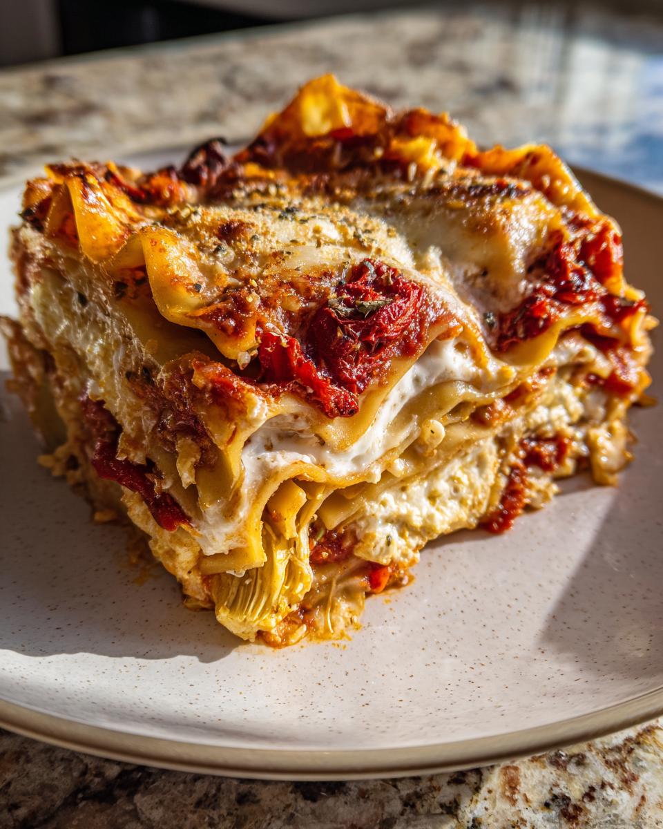 Artichoke and Sun-Dried Tomato Lasagna - detail 2