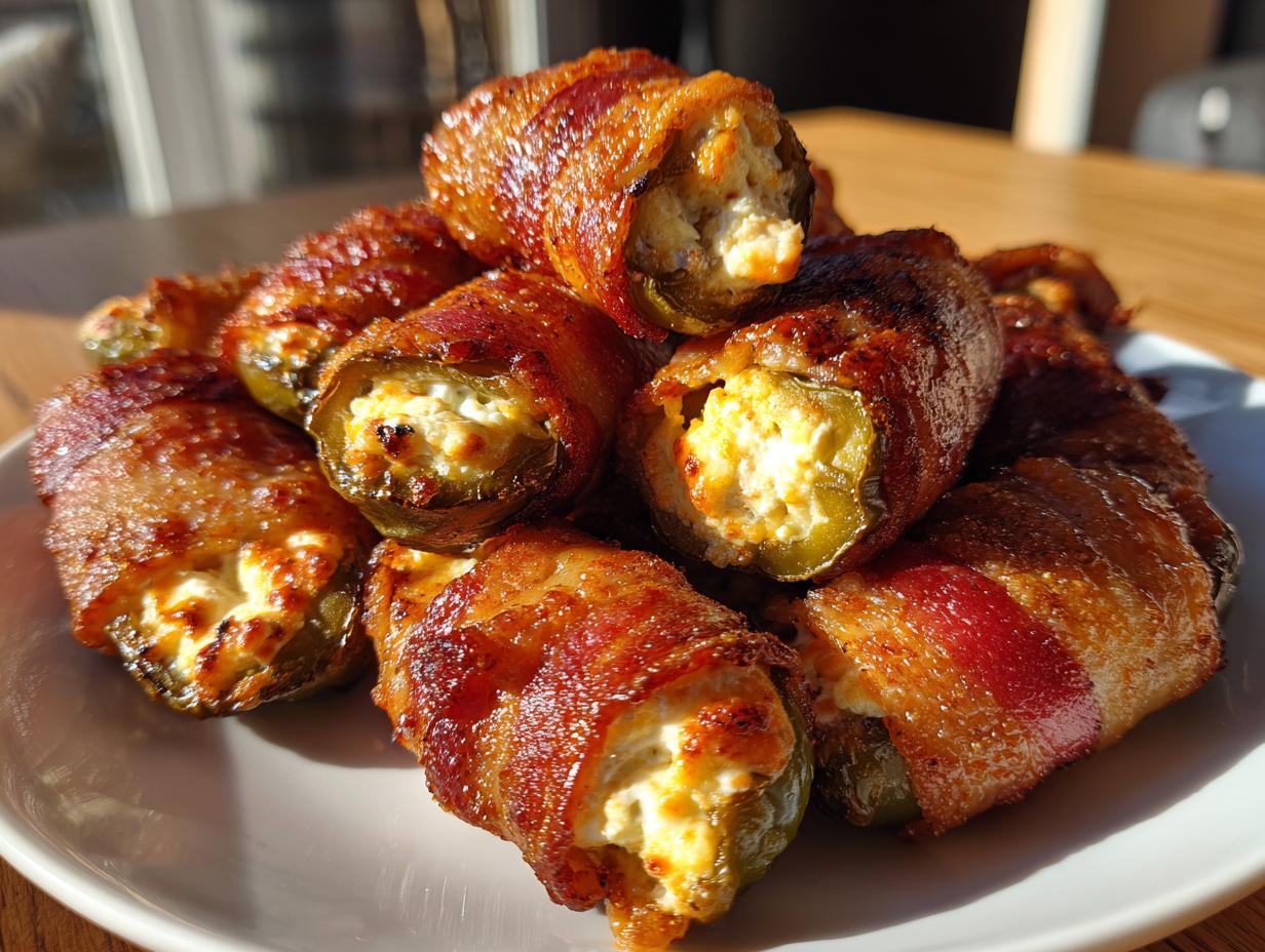 Beef Bacon Wrapped Jalapeño Poppers