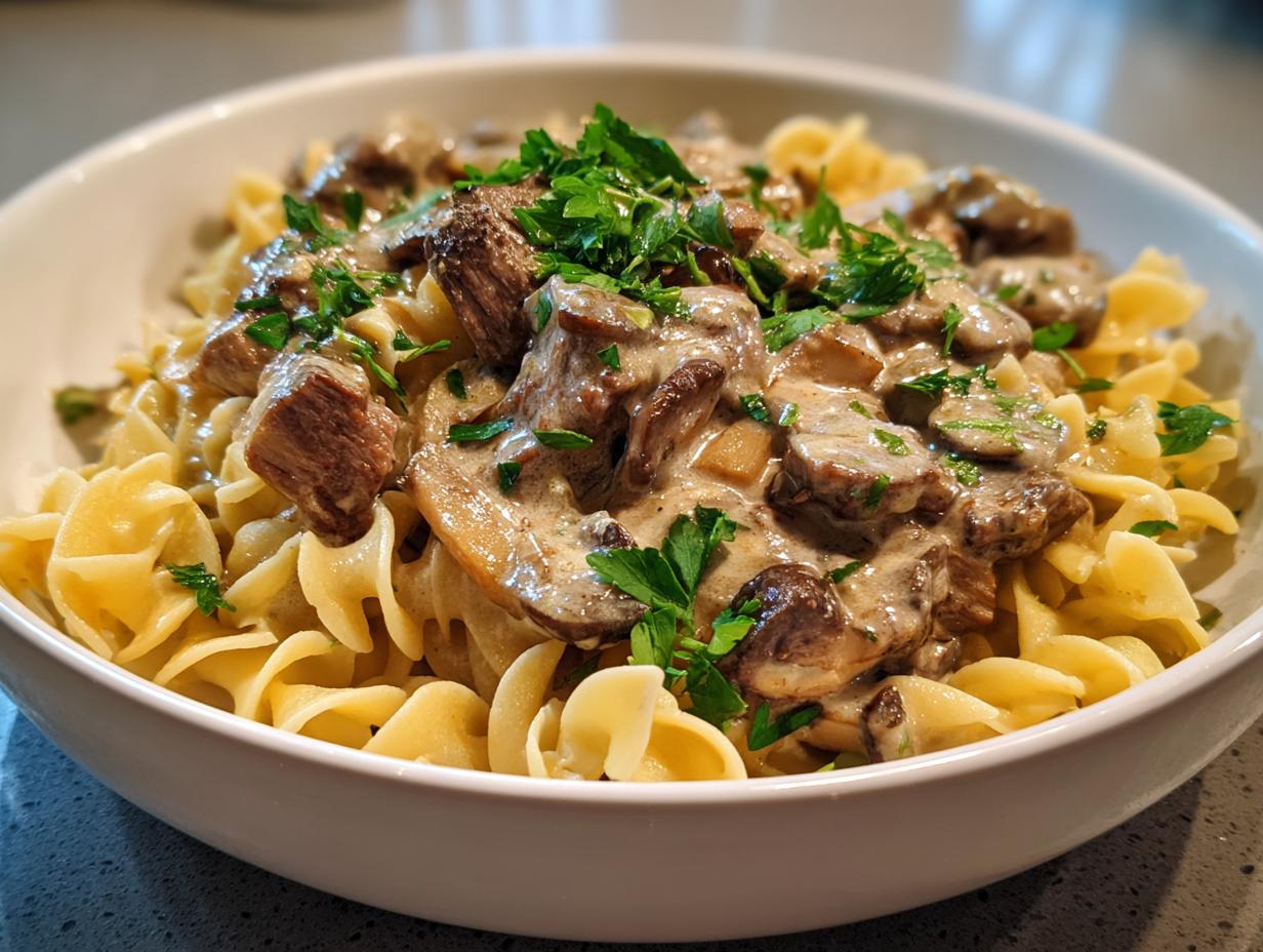 Beef Stroganoff with Creamy Mushroom Sauce
