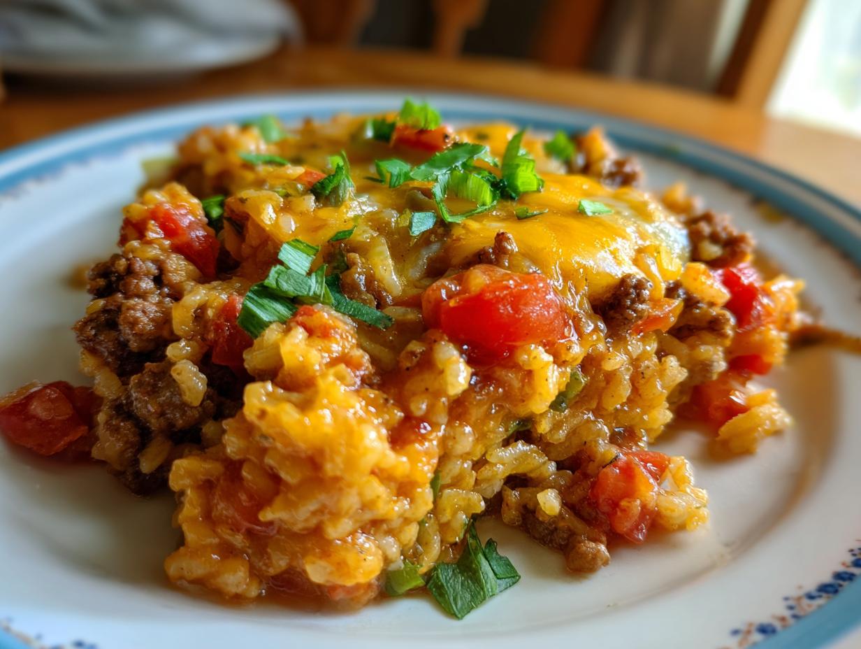 Cheesy Beef and Rice Skillet