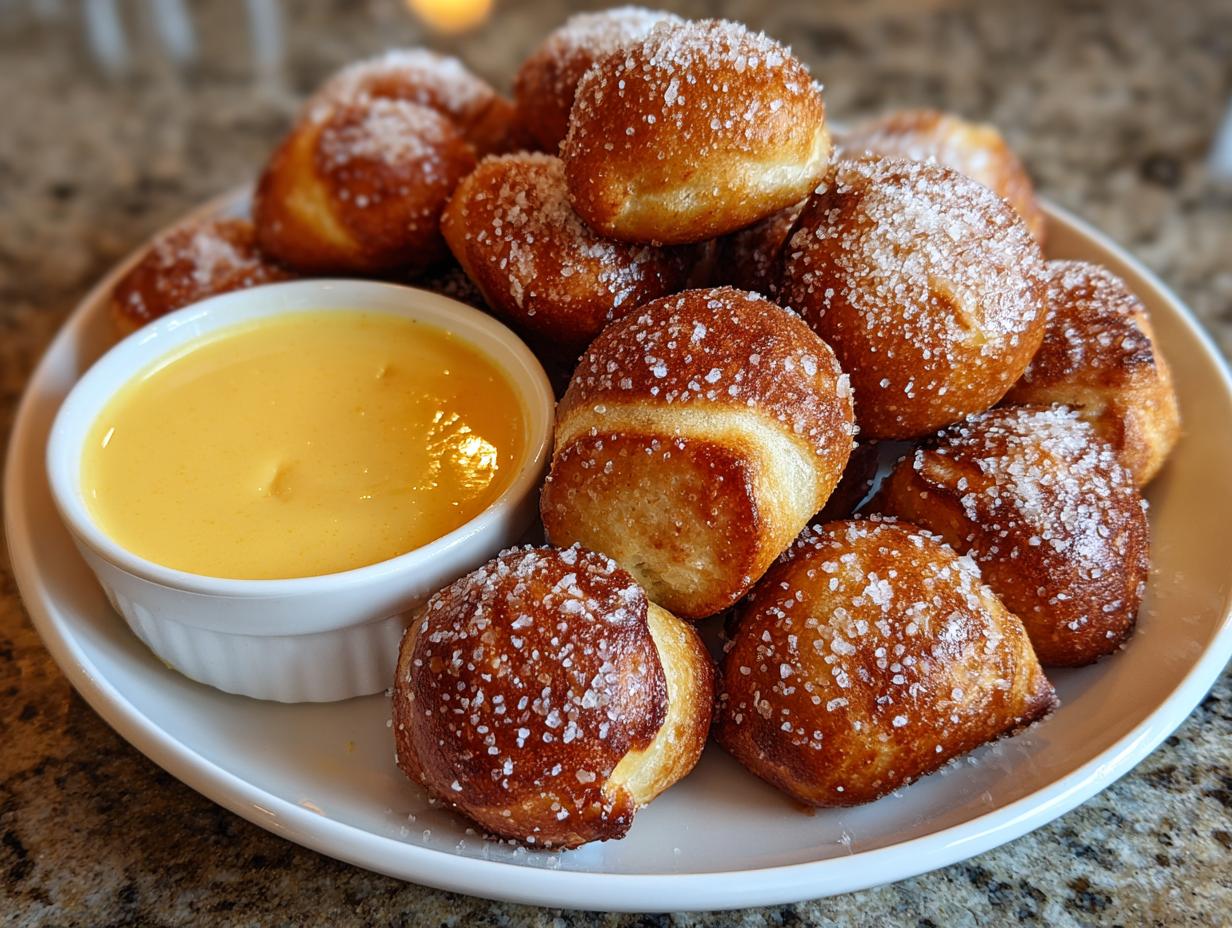 Pretzel Bites with Sharp Cheddar Sauce
