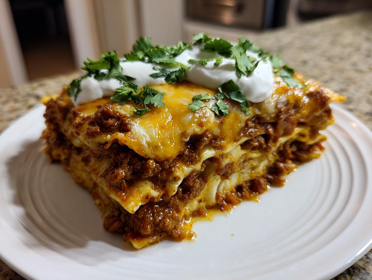 Taco Lasagna with Ground Beef