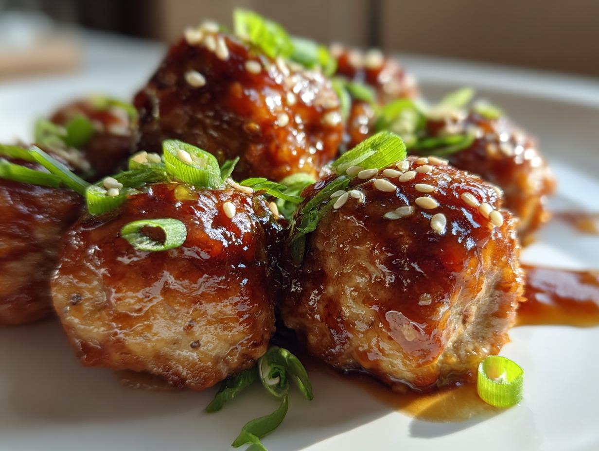 Asian Turkey Meatballs with Sticky Glaze
