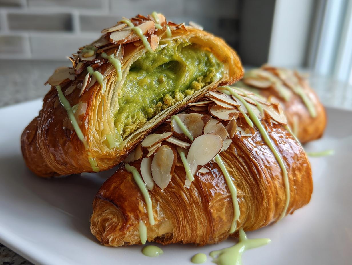 Matcha-Almond Croissants