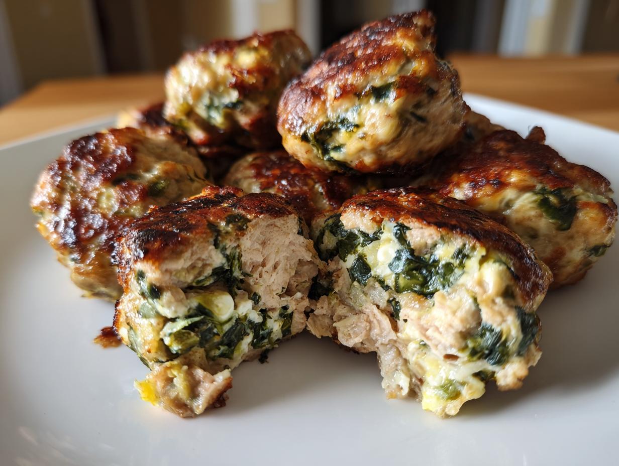 Spinach Artichoke Turkey Meatballs